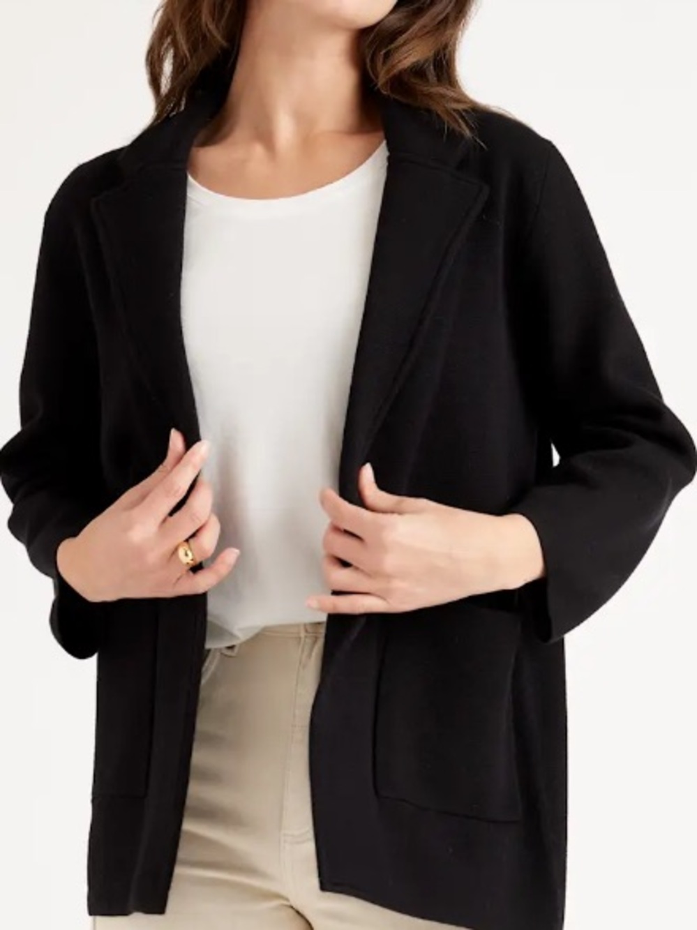 Quince Organic Cotton Open Blazer Medium Black - Picture 2 of 12